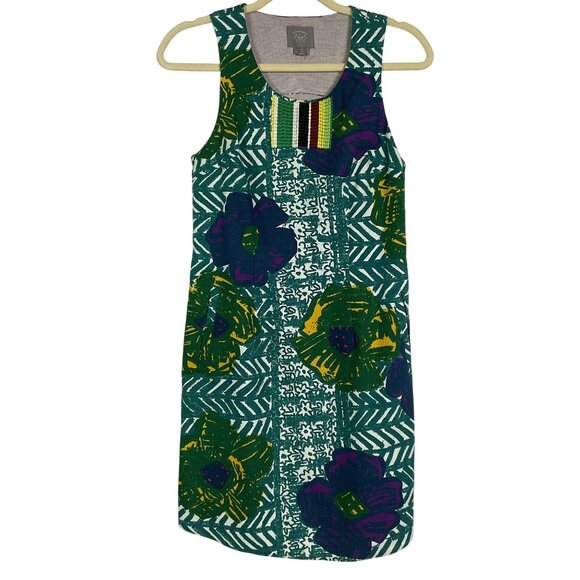 Anthropologie | Vanessa Virginia Graphic Hibiscus shift dress, US size 0, Pocket - Picture 3 of 14